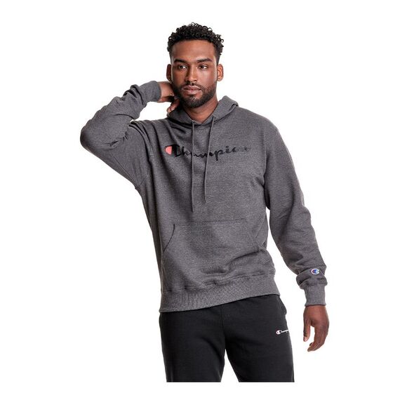 Champion Men's Granite Heather Powerblend Graphic Hoodie GF89HY06794